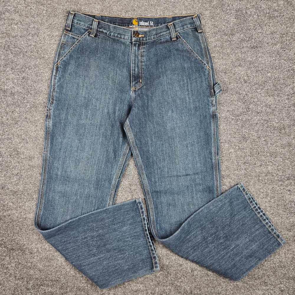 Carhartt Relaxed Fit Holter Dungaree Jeans Men's 36x32 Denim Carpenter Dark Wash
